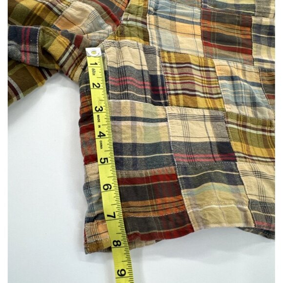 Vintage Duck Head Shorts Mens 34 Tan Madras Plaid Cotton Chino Patchwork Y2K - Picture 10 of 15